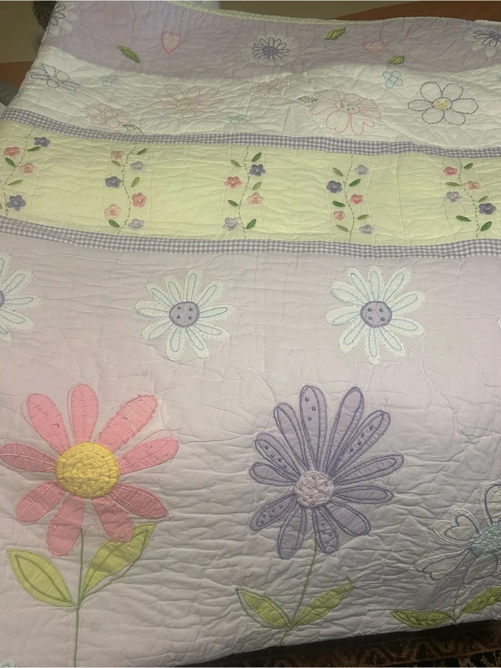 Floral Quilted Blanket - Pastel Pink and Purple